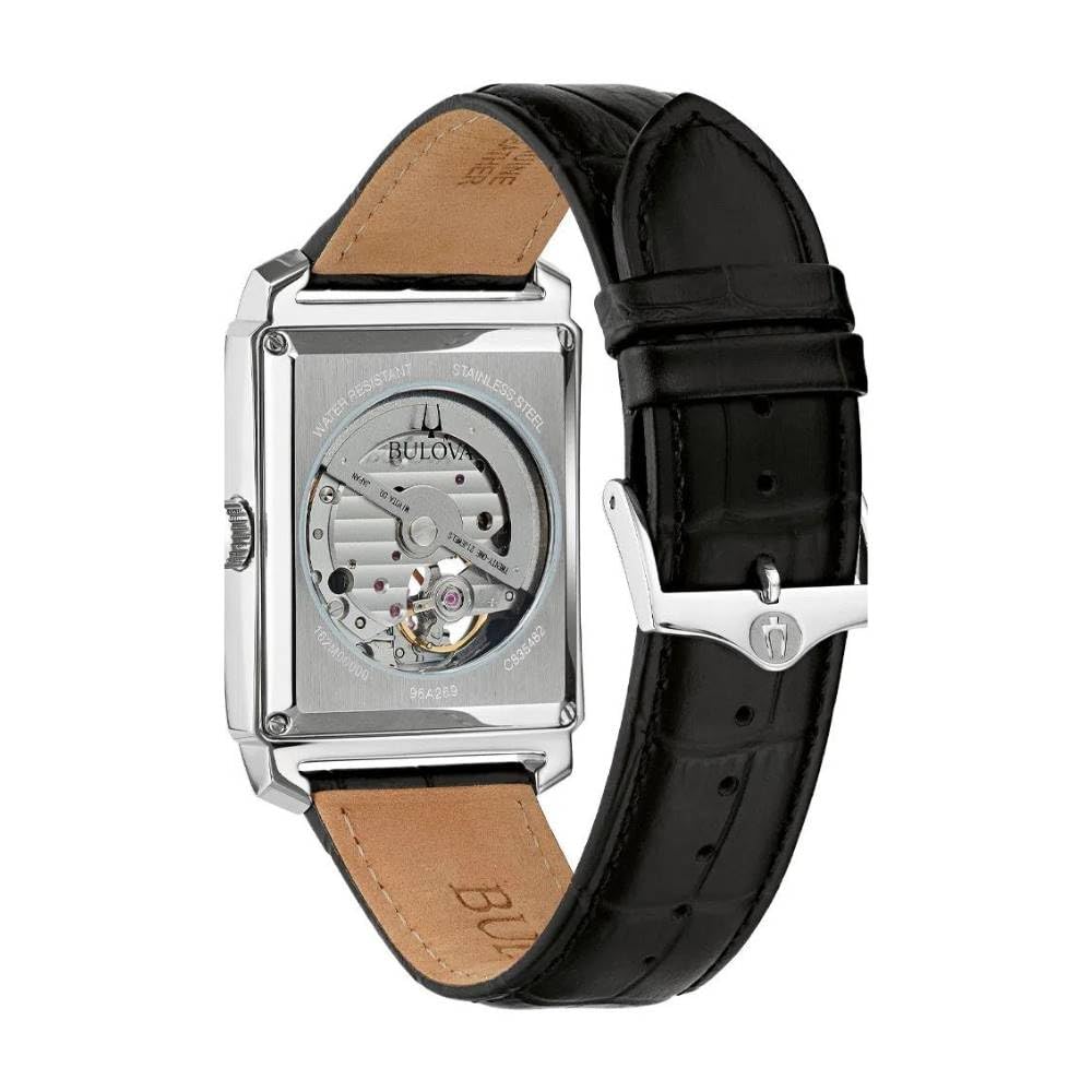 Bulova Men's Classic Sutton Automatic Black Leather Strap Watch | 33mm | 96A269