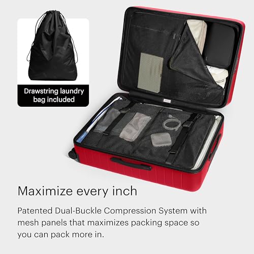 Image of Away Large Checked Luggage - 29-Inch Lightweight Hardside Suitcase with Four WhisperGlide 360 Spinner Wheels, Interior Compression System, TSA-Accepted Lock - Cherry Red