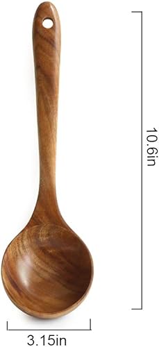 Miniatura 2 de Utensilios de Cocina de Teca, Utensilios de Cocina de Madera para Sopa, Cuchara de Sazonar, Cuchara de Sumersión, Cuchara para Aceite, Cuchara para
