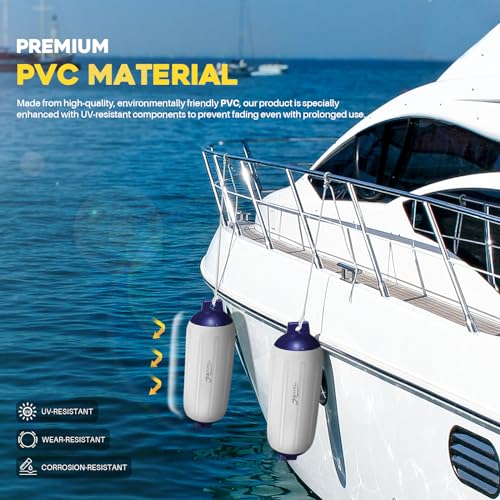 Garde-boue de bateau robuste 22x69 cm | Kit d'amarrage durable - 4