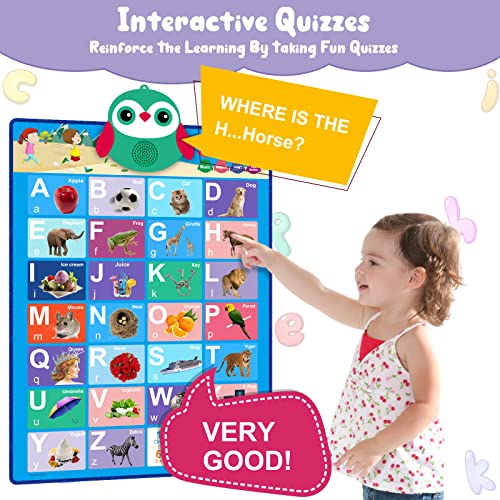 Abc Learning For Toddlers, 9 Pcs Alphabet Poster Educational Toddler Learning Toys Electronic Interactive Alphabet Wall Chart Talking Abc & 123 & Music Poster For 3+ Years Old Toddlers Boys Girls #TOP3