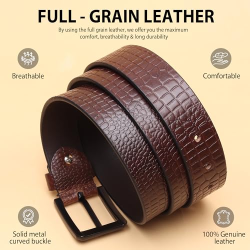 Image of HAYES LONDON Belts for Men Leather Original, Formal & Casual Leather Belt with Solid Metal Curved Buckle