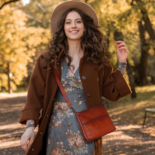 Iswee Leather Crossbody Bags for Women Small Purses with Multi-Pocket Shoulder Bag Lightweight Handbags for Travel2