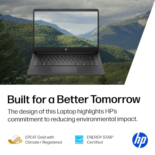 Image of HP 14 inch Laptop, HD Display, Intel N150, 4 GB RAM, 128 GB UFS, Intel Graphics, Windows 11 Home, Includes a 1-Year Microsoft 365 Family Subscription. Jet Black, 14-dq6199nr