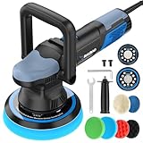 Car Buffer Polisher,900W 5& 6-inch Double Base Plate DA Buffer Polisher Kit with Random Orbital, 6 Variable Speed 2000-6400 RPM, Detachable Handle Buffer Polisher for Car Detailing/ Waxing/ Polishing