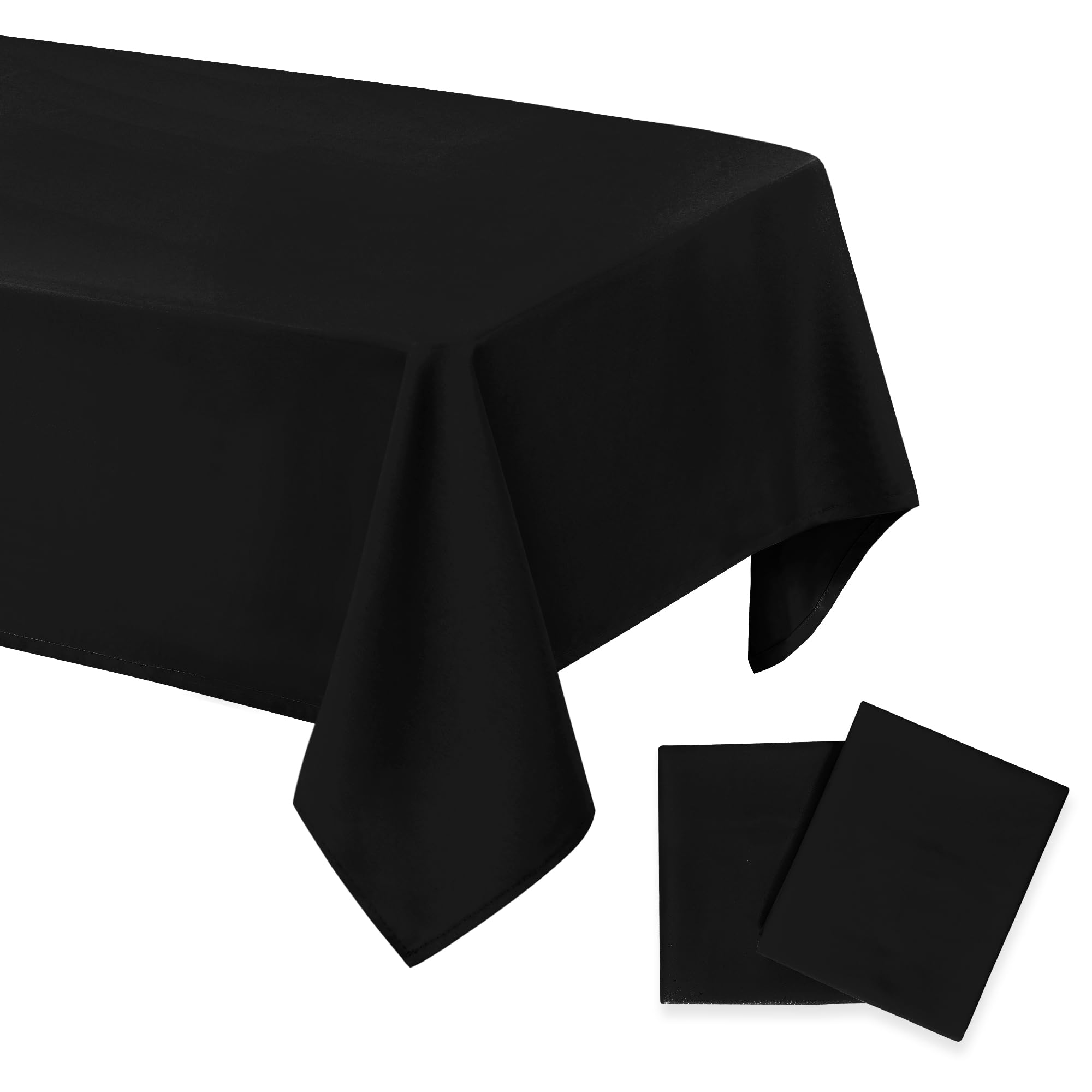 DWCN 2 Stück Schwarz Tischdecke Fleckschutz Abwaschbar Tischwäsche Wasserabweisend Tischtuch für Esszimmer, Garten, Party, Hochzeiten oder Haushalt,140x200cm