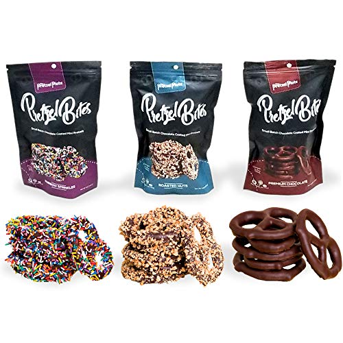 Chocolate Snack Pretzel Bites - Bag of Chocolate Covered Mini Pretzels- Variety Pack 3 Bags- Great Snack and Gift! Perfect for kids and adults (Assorted 4 or 5 oz each)
