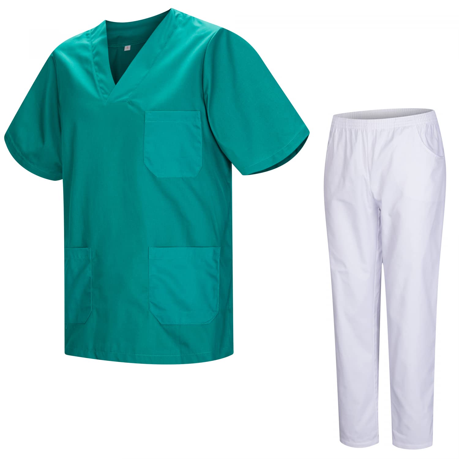 MISEMIYA - Unisex-Schrubb-Set - Medizinische Uniform mit Oberteil und Hose 817-8312-BLANCO