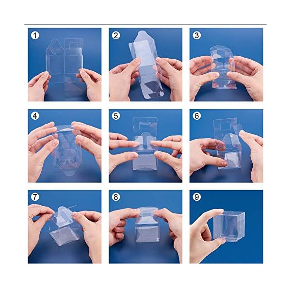 BENECREAT 10 Pack Caja Plegable Cajita Plástica 12x12x12cm Envase Transparente de Regalo Contenedor de Dulce Chocolate… - Imagen 4
