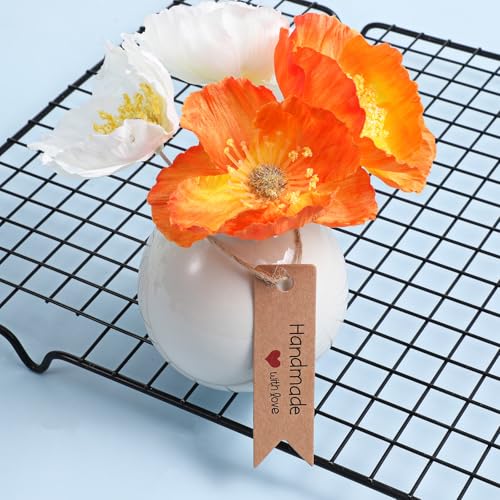 100 Stück Handmade Label Geschenk Anhänger Hochzeit Anhänger Kraftpapier Etiketten mit 20M Juteschnur Papieranhänger für Valentinstag Geschenkverpackung