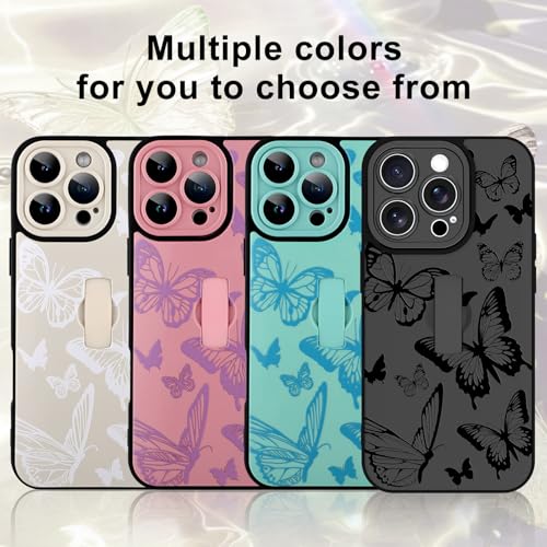 Image of for iPhone 12 Pro Max Case with Finger Strap Holder, Cute Cool Butterfly Print Pattern Design for Women Men, Shockproof Anti Scratch Hand Kickstand Protective Cover, Gray