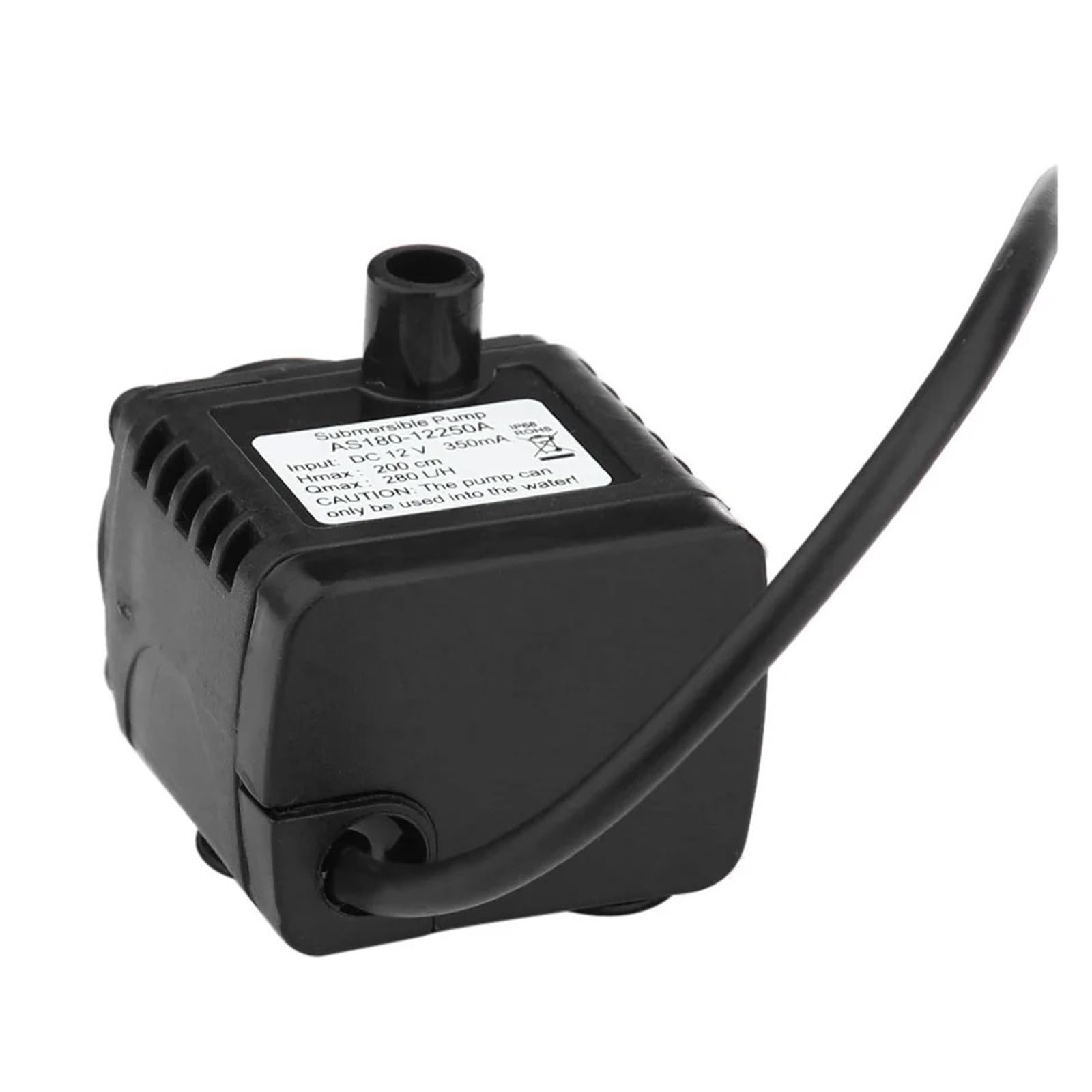Bomba de agua de diafragma autocebante Mini bomba de agua sumergible sin escobillas, impermeable, 12 V CC, 280 l/h, for piscina, acuario y pecera.