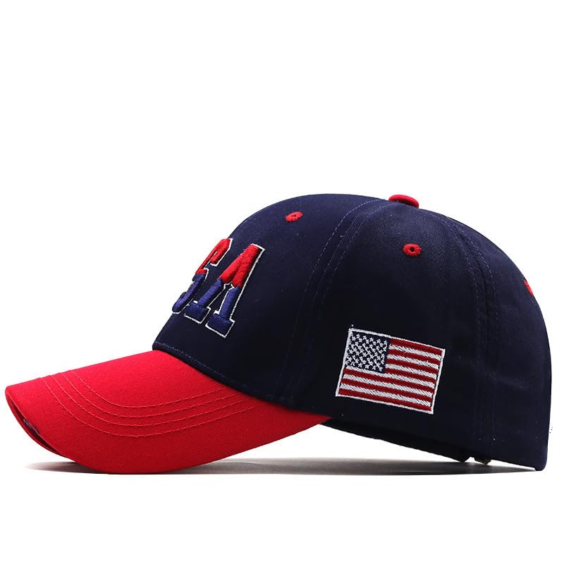 Image of USA Flag Baseball Cap American Patriotic Trucker Hat Father Dad Mother Mom Adjustable Sportswear Hat for Men Women Adults