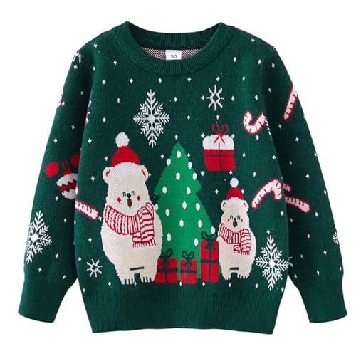 Girls Christmas Sweater Snowflake Crweneck Cotton Knit Pullover Tops 3-9Y - image 1