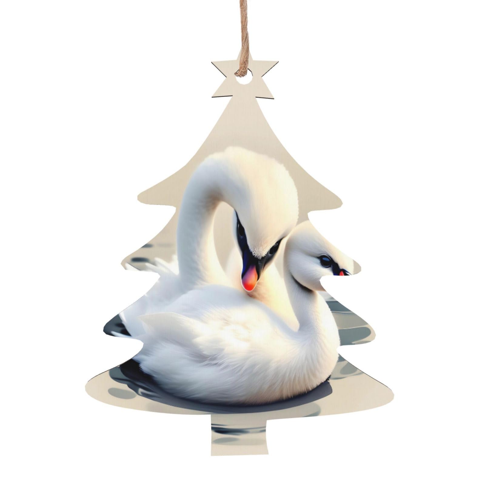 Cute Little swan Printed Christmas Wooden Pendants, Simple and Environmentally Friendly, Holiday decorationsã€‚