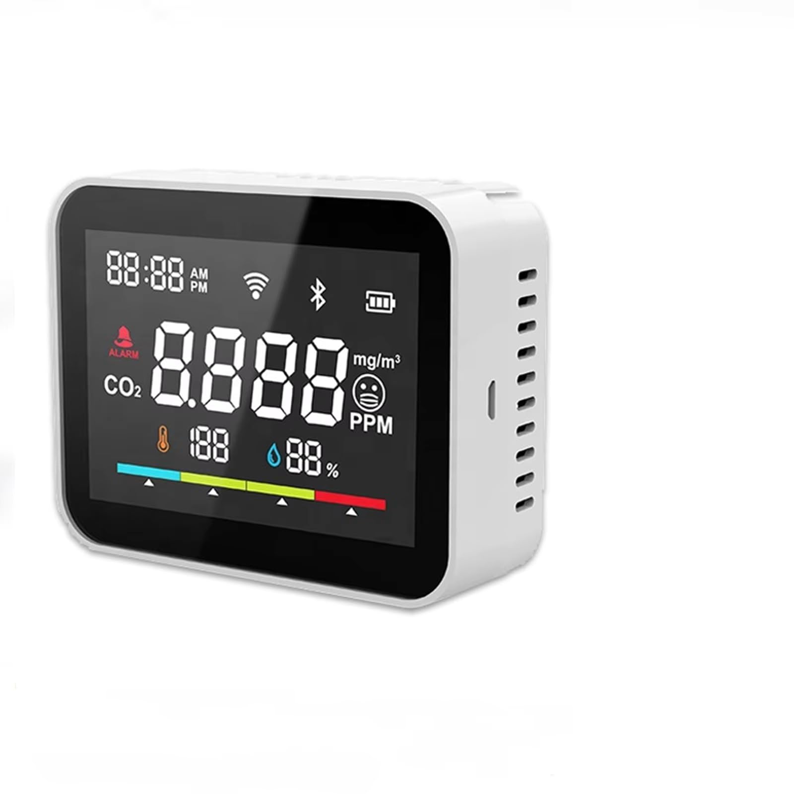 Monitor de CO2 Wi-Fi inteligente para interior con alarma y sensor de calidad del aire