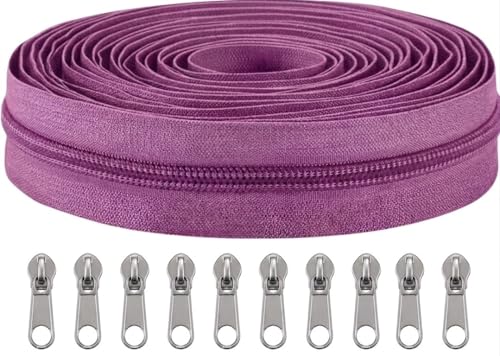 Image of Zipper Roll (Number : 5) 5 Meter with 10 Zip Puller - Two Way Open-Ended Nylon Zipper (Orchid, 5 Meter)