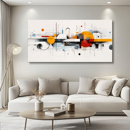KELIYUAN Abstract Geometry Print Red Yellow Blue Minimalist Art Home Decor Abstract Modern Art Canvas Print Suitable For Living Room Bathroom Bedroom Wall Decor Can Be Hung Directly 20x40 Inches