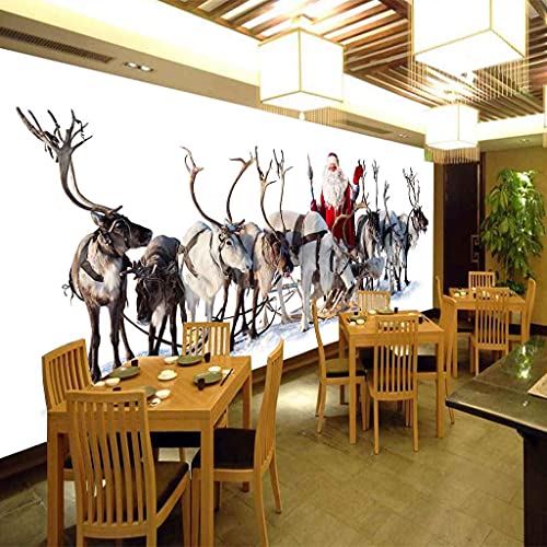 Papier Peint Canevas 3D Wapiti de Noël Auto-adhésif 300x210 cm