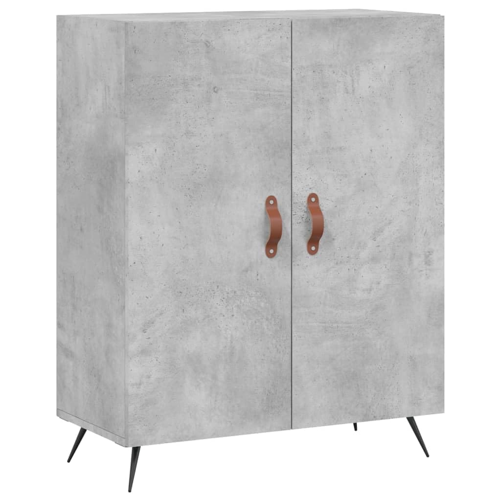 Wysokiej jakości szafka betonowa w kolorze szarym, 69,5 x 34 x 180 cm, materiał drewnopochodny z miejscem do przechowywania, metalowe nóżki, praktyczne drzwi do salonu, przedpokoju lub jadalni
