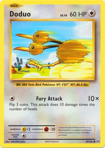 Amazon Com Pokemon Doduo 69 108 Xy Evolutions Toys Games