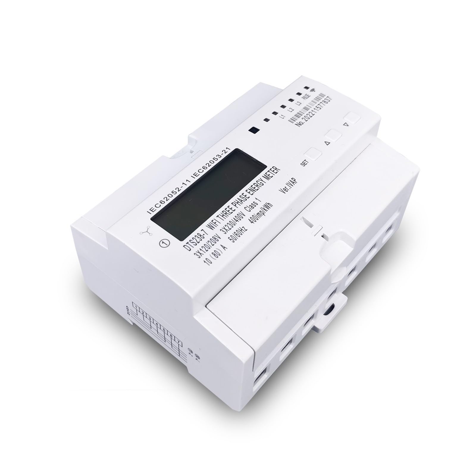 Temporizador de medidor bidireccional inteligente trifásico de 80 A, monitor de consumo de energía, interruptor de kWh, vatímetro, 3 x 120 V, 3 x 220 V