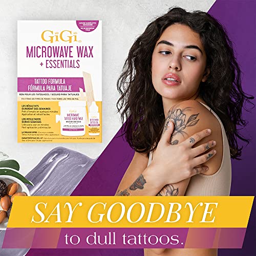 Image of Gigi Microwave Tattoo Hard Wax Kit - Hair Removal Wax for Sensitive Skin & Tattoos, Includes After Wax Oil & Applicators, 1 Pack
