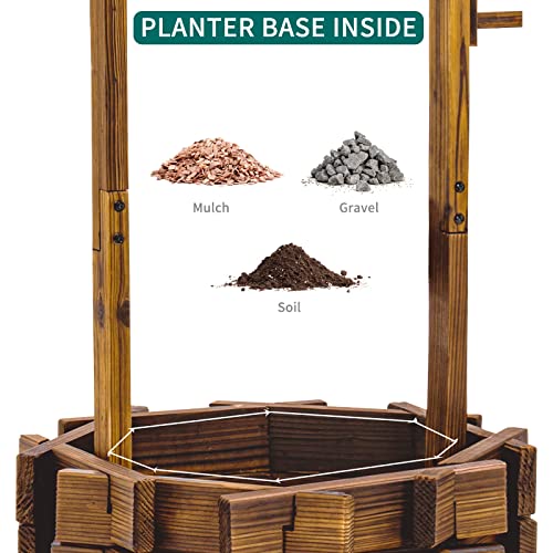 Udpatio Wishing Well For Outdoors Planter For Plants Flowers Large Wooden Planter With Hanging Bucket, Rustic Solid Fir Wood Of Decor For Garden Yard Patio Lawn Backyard Home Decorations With Gloves #TOP3