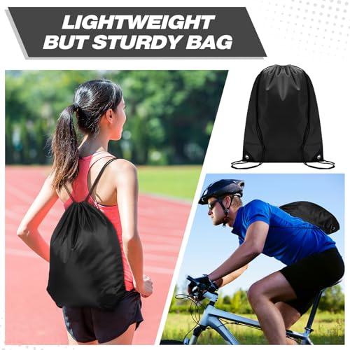 Image of Shappy Drawstring Backpack Bulk Sports Gym Cinch Bag Polyester String Bag for Men Women(Black,150 Pcs)