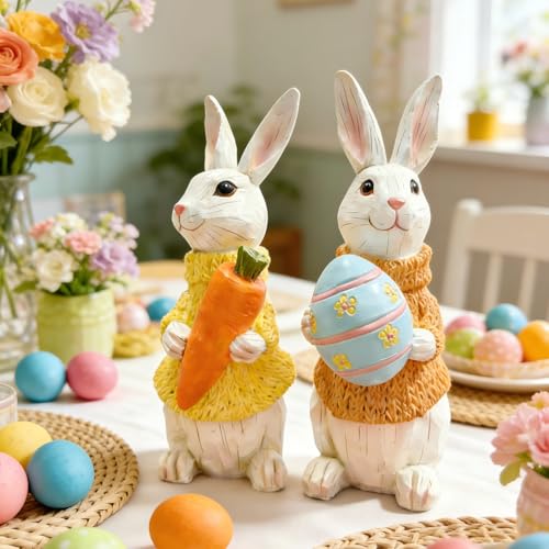 Figuras Decorativas Conejo de Pascua Resina 2 Piezas miniatura 3
