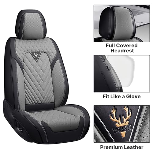 Image of Front Seat Covers for Ford Transit 150 /250 /350 Van 2015-2026, Gray-Black