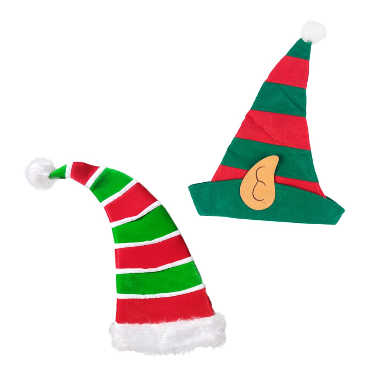 4 Stück Weihnachtsmütze Mütze mit Weihnachtsstreifen Elfenmütze aus Filz weihnachtsverkleidung weihnachts verkleidung Zubehör für Partyköpfe Weihnachts-Cosplay-Kopfschmuck Stoff