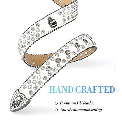 Mile High Life | Western Men and Women Rhinestone Belts Bling Crystal Studded Belt With Skulls | Western Cowgirl Cowboy Belt4