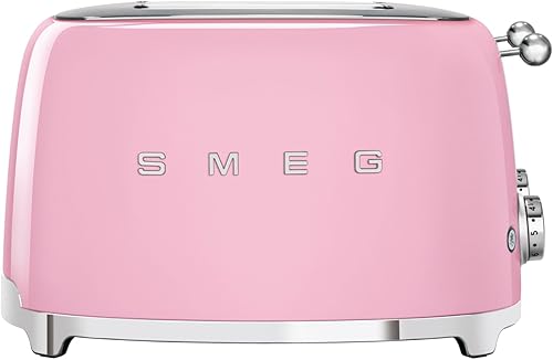 Miniatura 4 de Smeg Tostadora estética retro de 4 rebanadas de estilo 50, 6 ranuras extra anchas, color rosa TSF03PKUS