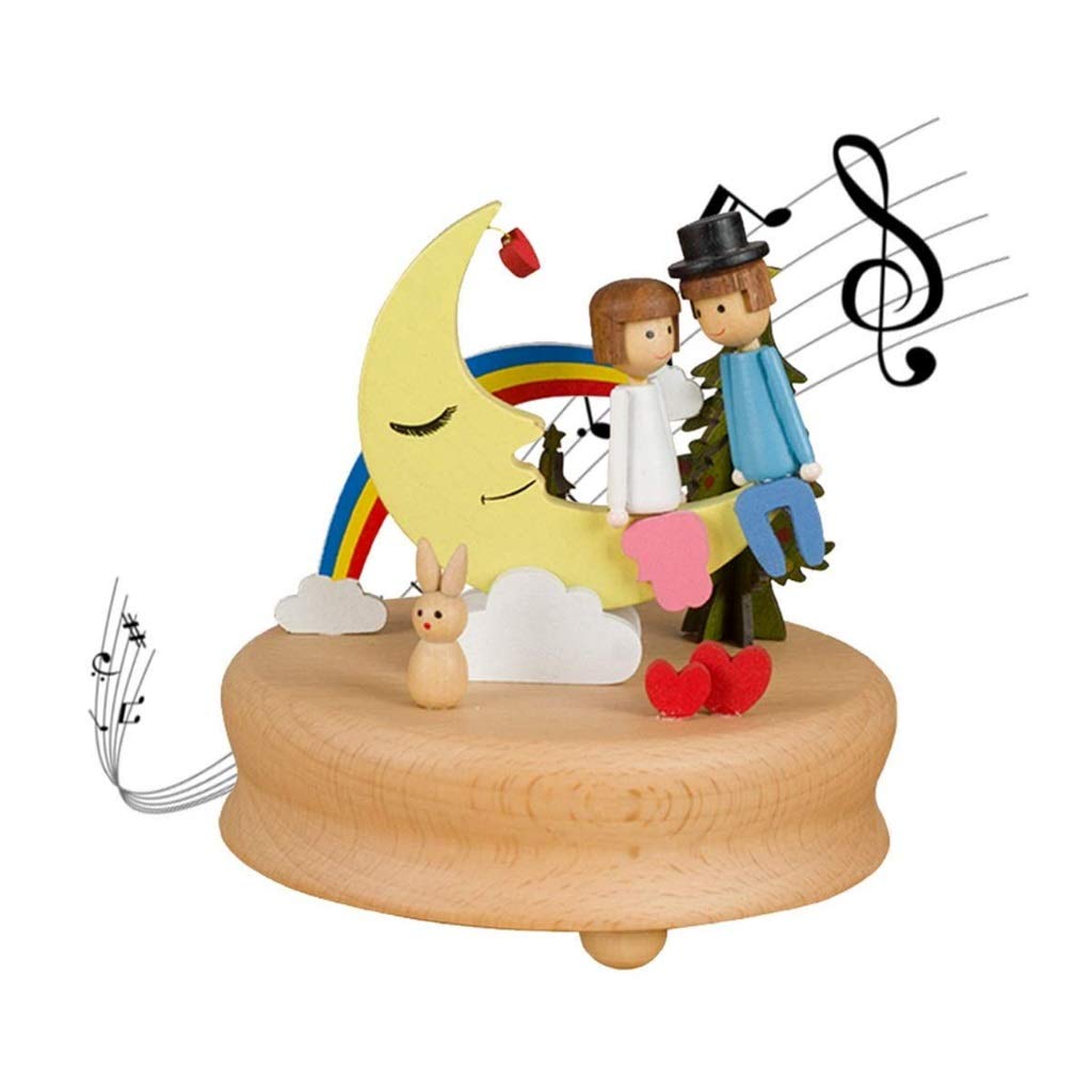 Caja de música de Madera, Regalo de cumpleaños del día de Navidad, Caja Musical de Madera de Cuerda sólida, Adornos artesanales giratorios