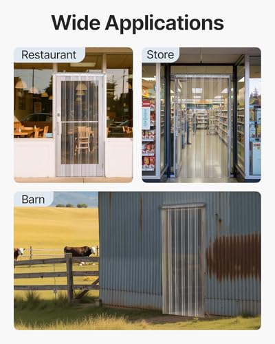 Image of VEVOR PVC Strip Curtain, 84 inch Height x 38 inch Width, 0.08 inch Thickness, 6PCS Clear, Freezer & Cooler Door Strips, 50% Overlap Visit the Store
