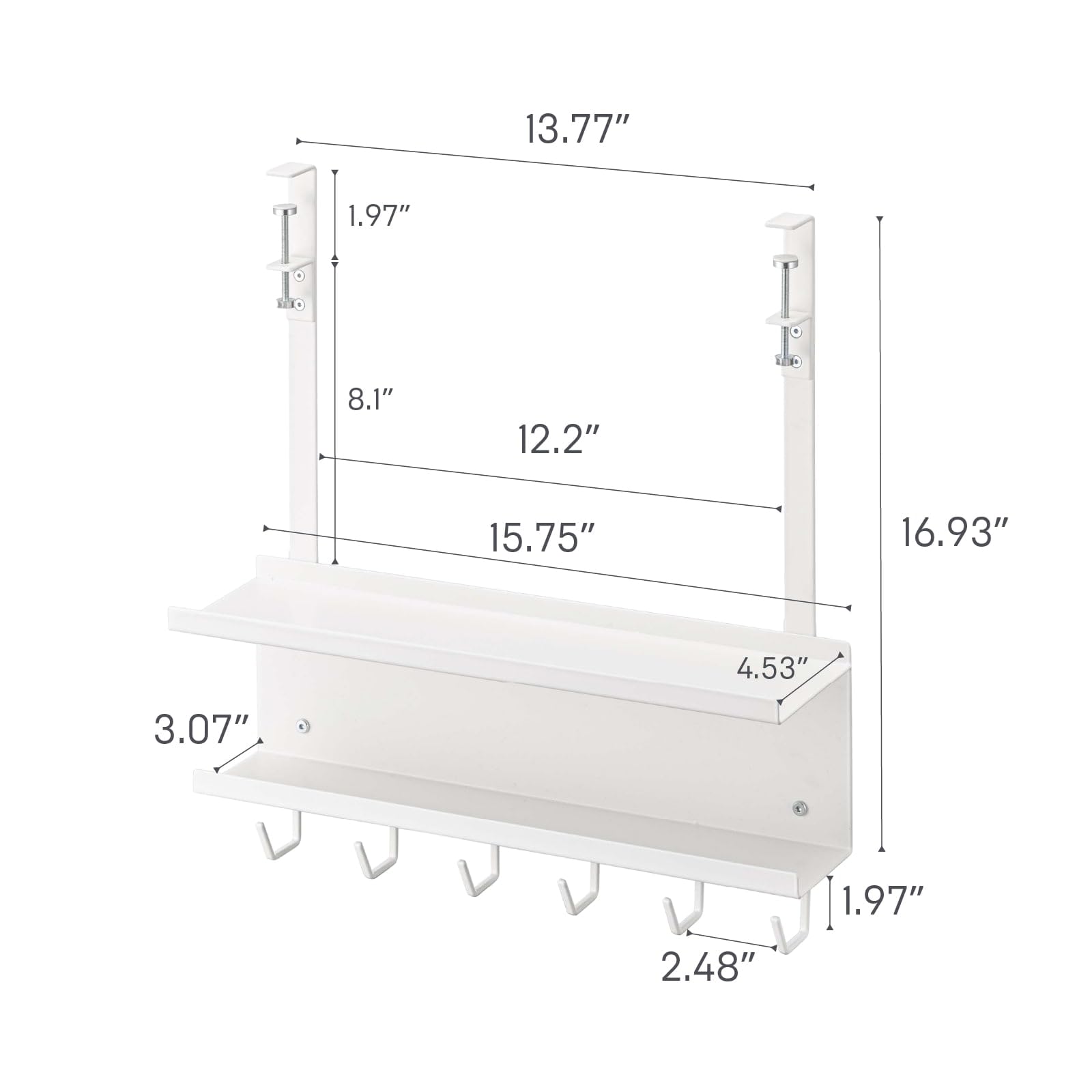 YAMAZAKI 5461 SMART UnderDesk Cable & Router Organizer, white, Steel, 40 x 11.5 x 43 cm