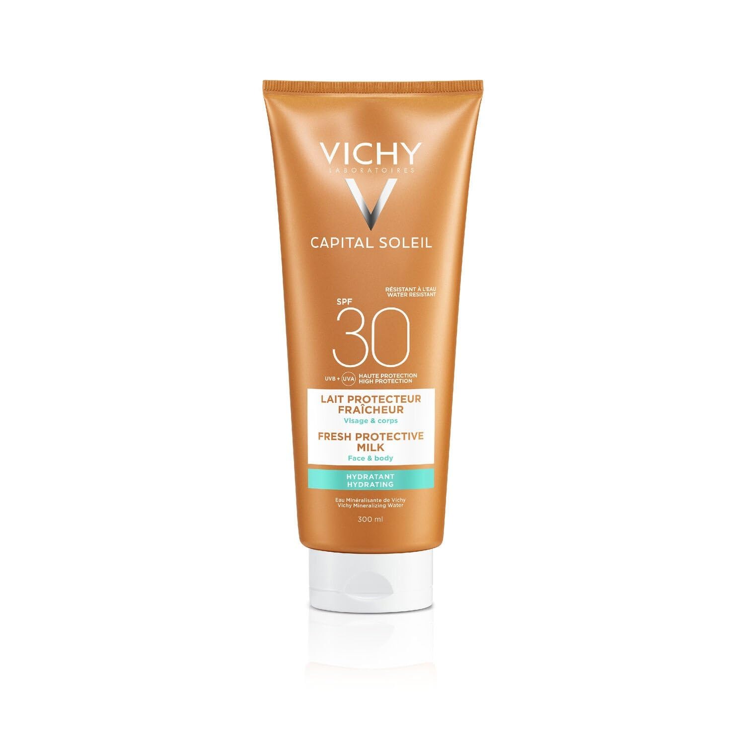 VICHY LABORATOIRES – Lait Solaire Corps SPF 30 Hydratant, Protection Anti-UVA/UVB et Fraîcheur (Tube 300mL) - lot de 2 - Vendu par Lot
