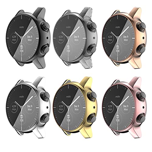 Compatible with Moto 360 3rd Gen Case,FitTurn Replacement All- Around Metal Color TPU Bumper Cover Screen Protector Case Cover for Moto 360 3rd Gen Smartwatch Accessories (SixColors)