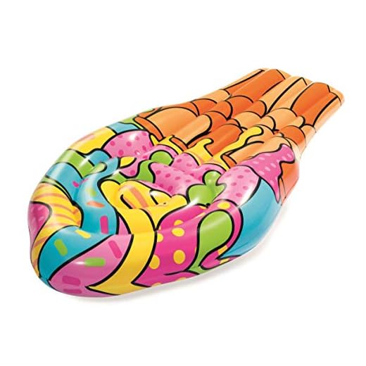 Bestway 43185 - Helado Hinchable Pop Art 188X95 Cm Para 1 Adulto Multicolor Fácil Inflado Con Válvulas De Seguridad Y Dos Cámaras De Aire Parche De Reparación
