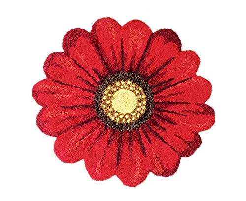 Tapete redondo de acrílico floral 65 cm rojo miniatura 1