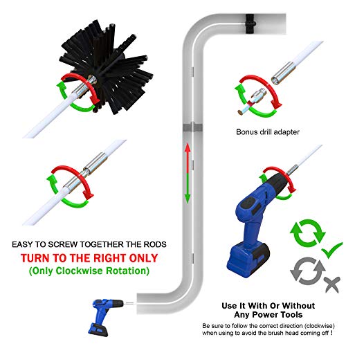 Dryer Vent Cleaner Kit 20 Feet Dryer Vent Brush Chimney Sweep Kit Suitable for Dredging and Cleaning Various Pipes,Chimneys and Vents Etc. Can Be Reused,Drill Adapter Included and Storage Bag