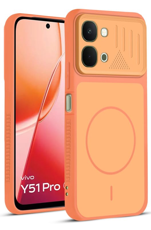 Mr. Case Back Cover for Vivo Y51 Pro 5G | Ring Design Protective Case with Camera Cut Protection | Anti Slip Grip | Shockproof Mobile Cover - Orange-image-7
