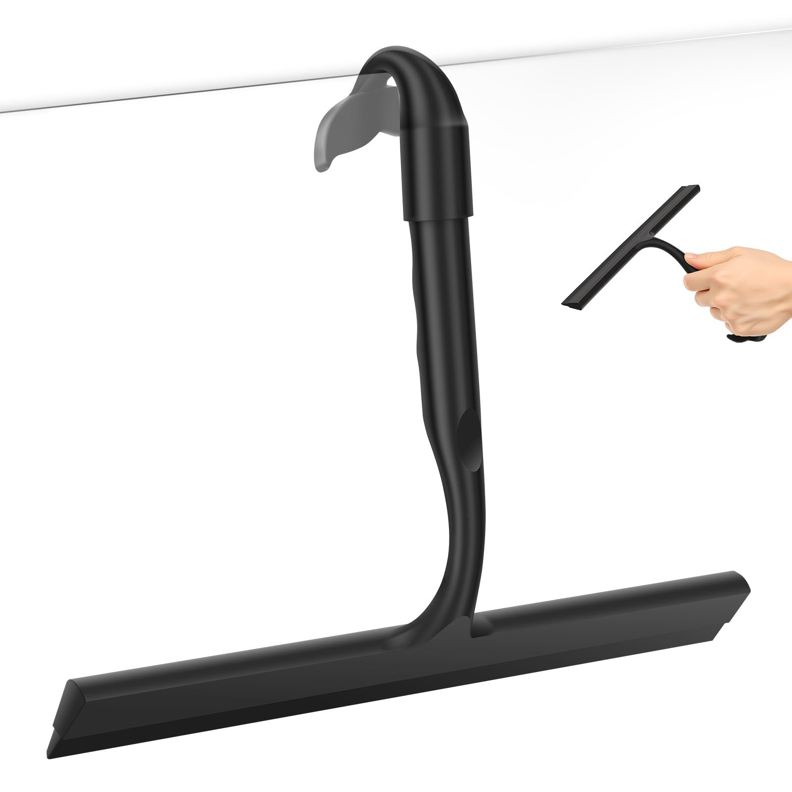 Shower Squeegee, Silicone Window Glass Shower Cleaner with Built-in Hook, Streak-Free Showers Scraper for Bathroom, Mirrors, Windows, Cars, Tiles, Kitchen(Without hanger)