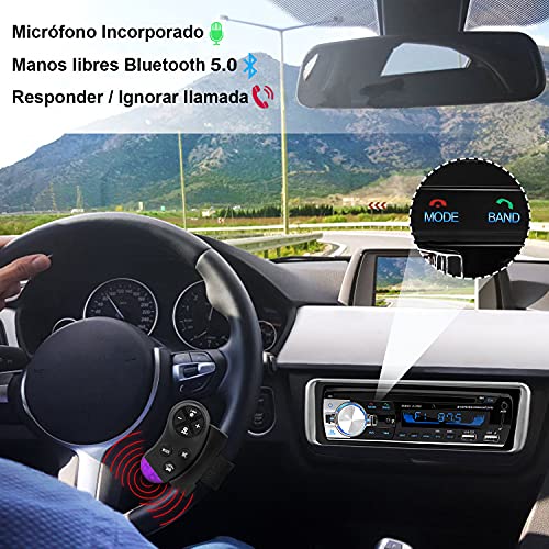 La Autoradio CENXINY instalada en un coche, con micrófono incorporado y manos libres Bluetooth.