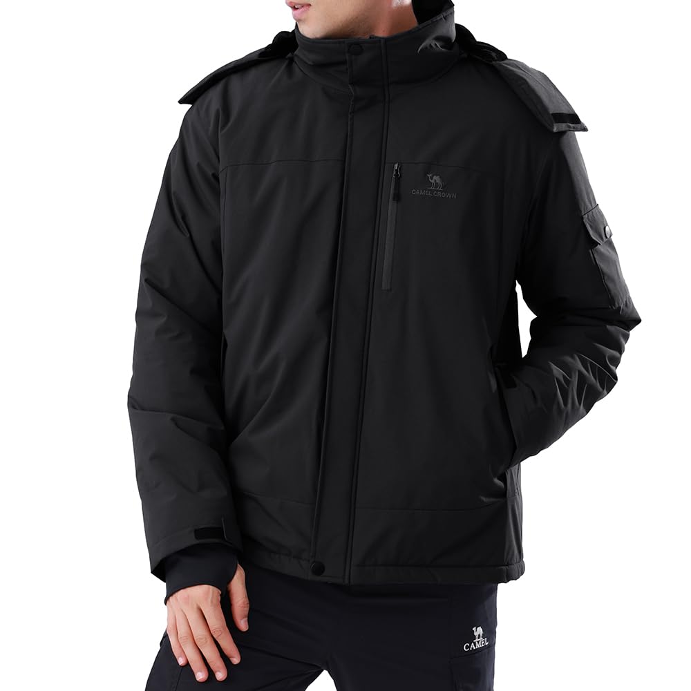 CAMEL CROWN Herren Wintermantel, wasserdicht, Skijacke mit Fleecefutter, warm, winddicht für Schnee, Regen, Outdoor, Wandern, Berg