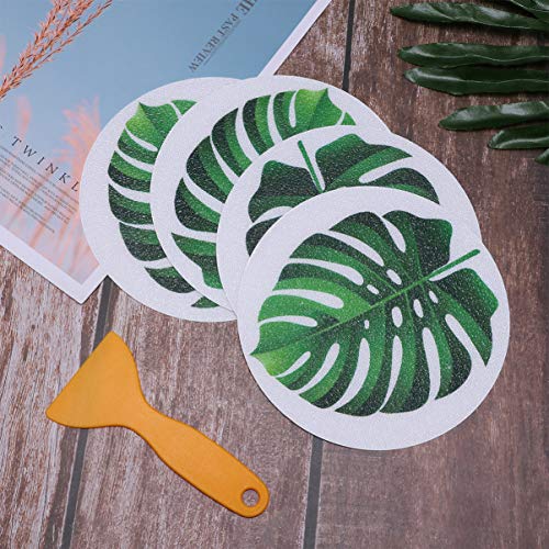DOITOOL 8PCS Bathtub Stickers Non Slip for Adults or Kids,Monstera Leaves Patterns Anti Slip Shower Decals Non Slip Safety Adhesive Shower Appliques with 1 Scraper for Bath Tub and Shower Surfaces