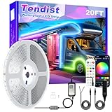 TENDIST RV Awning LED Light Strip 20FT, 12V RGB Waterproof Underglow Led Light kit, Camper Awning Lights for RV Canopy Exterior, Travel Party, Van, Camper, Concession Trailer, Food Trucks