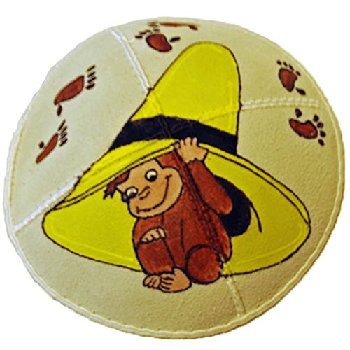 Hand-painted Kippah (Yarmulke) with a Curious Monkey in a Hat
