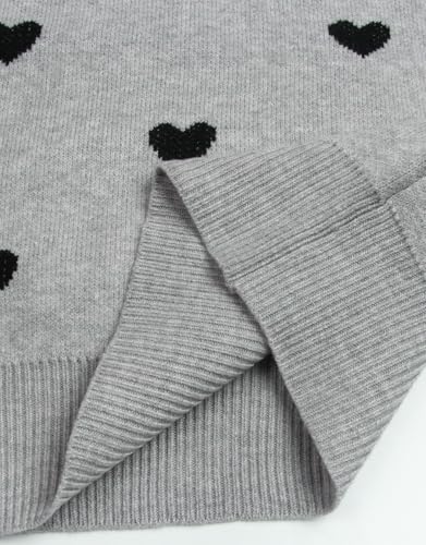 Image of Women's Long Sleeve Mock Neck Sweaters Loose Cute Heart Pullover Sweater